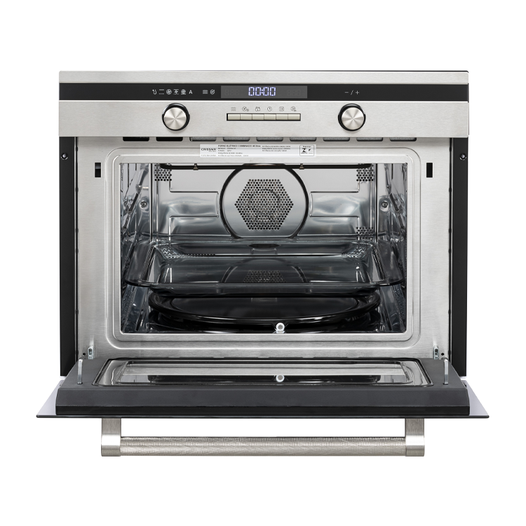 forno-e-micro-ondas-combinado-crissair-cfm-94-60cm-preto-inox-aberto
