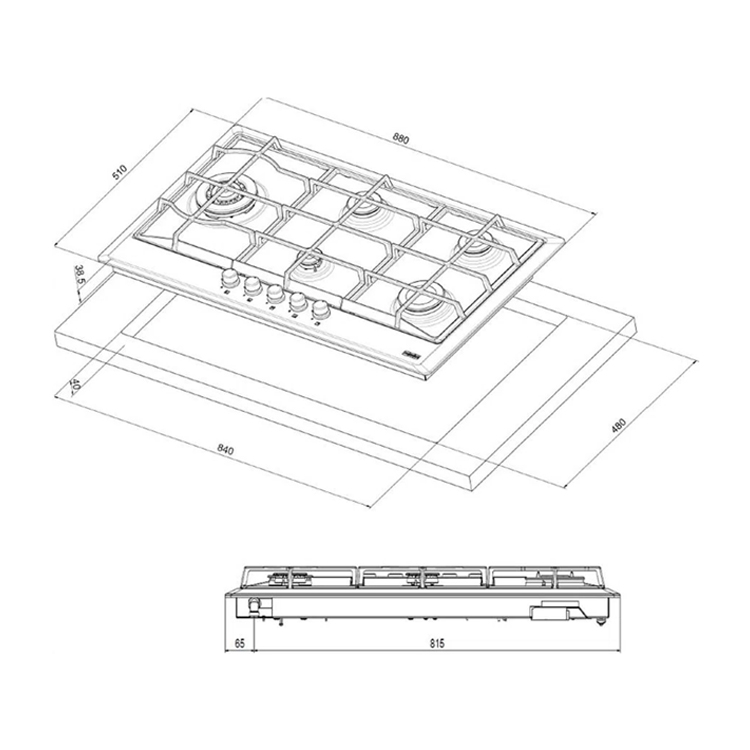 Cooktop a Gás FRANKE Multicooking 5Q 90cm Espaço Gourmet