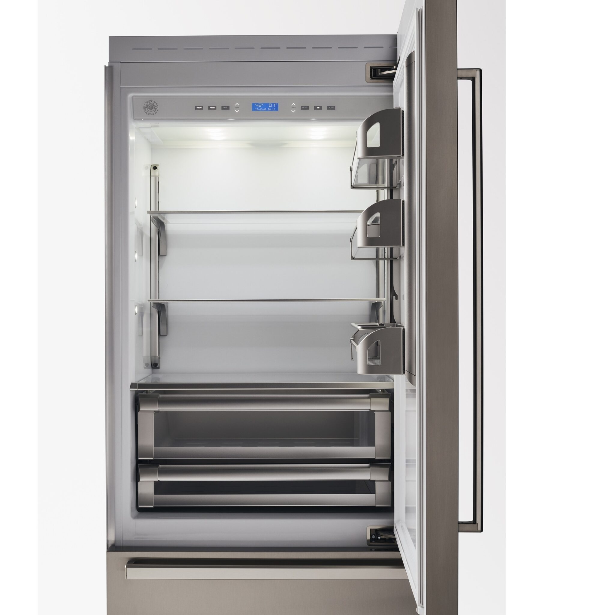 Refrigerador Bottom Freezer BERTAZZONI Master 75cm 473L Inox Espaço