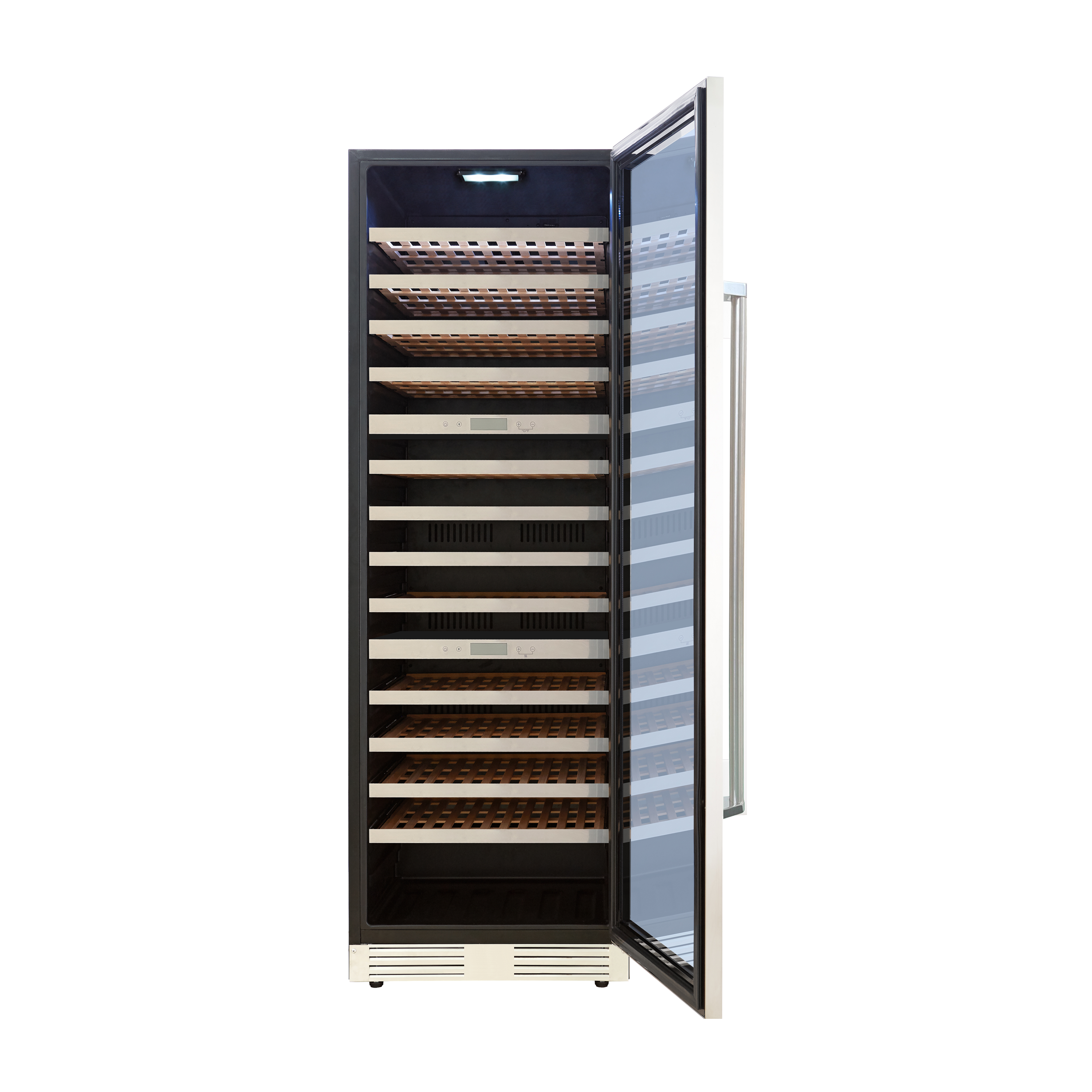 adega-tecno-professional-415l-3-zonas-de-temperatura-inox-aberta